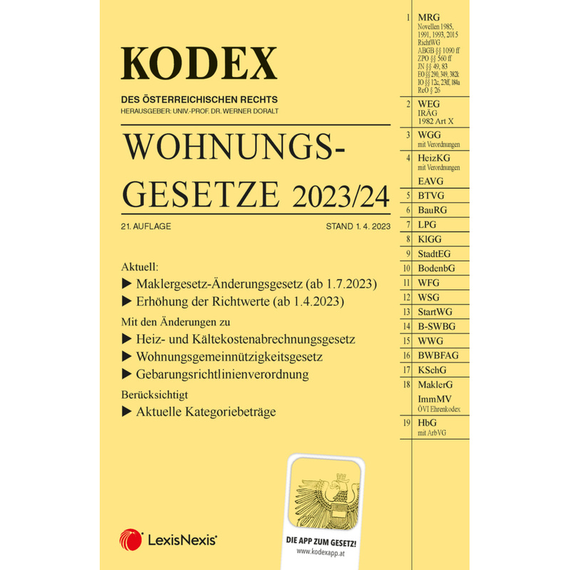 Kodex Wohnungsgesetze 2023/24 - Inkl. App, Kartoniert (TB) von LexisNexis Österreich