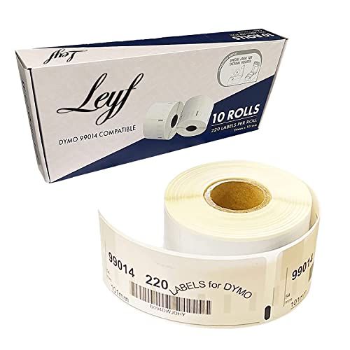 Leyf 10 Rollen 99014 S0722430 Etiketten - 54mm x 101mm - 100% kompatibel für Dymo und Seiko Labelwriter - 10 Rolle Pack Etiketten = 2200 Label Adressetiketten, Etikettendrucker, Selbstklebende von LEYF