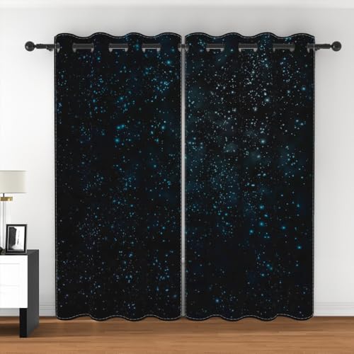 Leyiyi Verdunkelungsvorhänge mit Sternenhimmel, leuchtende Sterne, Glitzer, Galaxie, abstrakter Himmel, schwarz-blau, Ösen, Fensterbehandlungsvorhänge für Kinderzimmer, Wohnzimmer, Schlafzimmer, 106,7 Leyiyi Verdunkelungsvorhänge mit Sternenhimmel, leuchtende Sterne, Glitzer, Galaxie, abstrakter Himmel, schwarz-blau, Ösen, Fensterbehandlungsvorhänge für Kinderzimmer, Wohnzimmer, Schlafzimmer, 106,7 von Leyiyi