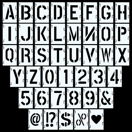 Leyrens 42 Stück Schablonen Buchstaben und Zahlenschablonen, 5 cm Wiederverwendbar DIY Buchstabenschablonen, zum Malen auf Holz, Wand, Stoff, Stein, Schild, Zahlenschablonen für Kinder von Leyrens