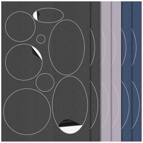 Leyrens 6 Blatt Flicken Selbstklebend Stoff, 48 Stück Daunenjacken-Flicken aus Nylon, Wasserdichtes Leichtes Stoff Kleidung Patch, Verschiedene Formen,zum Reparieren von Löchern in Kleidung von Leyrens