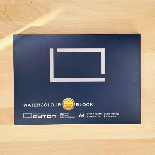 Leyton Papier Neuheit Aquarellblock A4 100% Baumwolle, feine Körnung, kaltgepresst, 300g/m², 21 x 29,7 cm, 20 Blatt, 4-seitig geleimt, ungebleicht, säurefrei, Künstlerqualität Leyton Papier Neuheit Aquarellblock A4 100% Baumwolle, feine Körnung, kaltgepresst, 300g/m², 21 x 29,7 cm, 20 Blatt, 4-seitig geleimt, ungebleicht, säurefrei, Künstlerqualität von Leyton