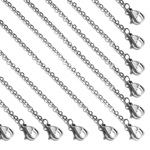 24 Stück 55,9 cm 2 mm Edelstahl-Halsketten-Ketten, Gliederkette, Karabinerverschluss, Großpackung für DIY-Schmuckherstellung, Zubehör von Lezam