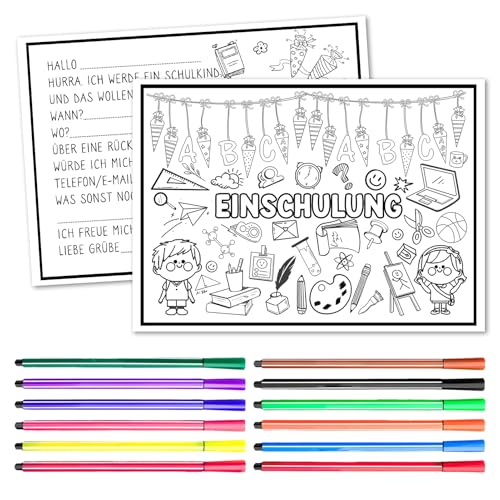 12x Einschulung Einladungskarten Junge Mädchen inkl. 12 Aquarellstifte,Einladungskarten Schulanfang,DIY Einschulung Karten,einladungskarten einschulung für Junge und Mädchen Einschulungsfeier uvm 12x Einschulung Einladungskarten Junge Mädchen inkl. 12 Aquarellstifte,Einladungskarten Schulanfang,DIY Einschulung Karten,einladungskarten einschulung für Junge und Mädchen Einschulungsfeier uvm von Lezehea