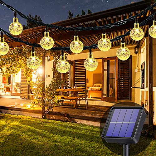 Lezonic Solar Lichterkette aussen, 50LED 23 ft 8 Modi Solar Kristallkugeln wasserdicht Außen/Innen Lichter Beleuchtung für Garten, Balkon, Bäume, Hochzeiten, Partys, Weihnachten (warmweiß) von Lezonic