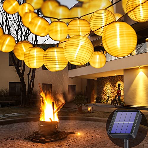 Lezonic Solar lichterkette aussen,6M 20 LED Solar lampions Wasserdicht 8 Modi solar laternen party deko, für Garten, Halloween, Hochzeiten, Terrasse, Innenhof (Warmweiß) von Lezonic