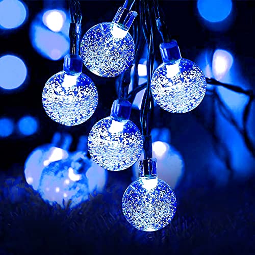 Solar Lichterkette für Garten, 50 LEDs, 7 m, wasserdicht, 8 Modi, für den Innen- und Außenbereich, für Partys, Hochzeiten, Zuhause, Fenster, Garten, Terrassen Dekorationen (blau) von Lezonic