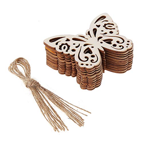 10 Stück/Set aus natürlichem Holz für Schmetterlingsscheiben, Weihnachtsbaumbehang, Urlaub, Partyzubehör, Hochzeitstisch, Streudeko Orna von LfrXtra