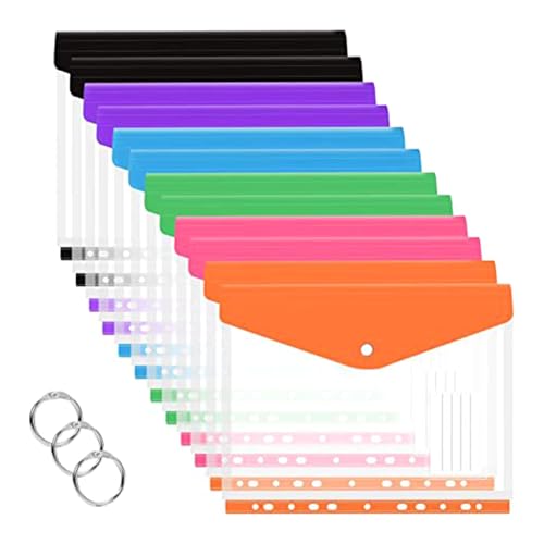 12pcs Gestanzte Tasche Clear Hüllkapital Datei Brieftasche 11 Loch Binder Ordnertasche Für Dateidokumentbinder Ordner von LfrXtra