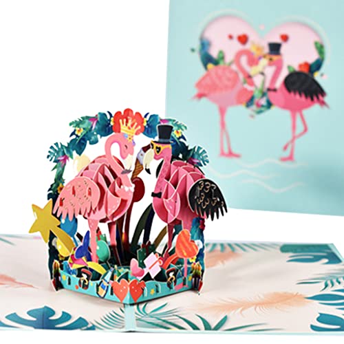3D-Grußkarte für Flamingo, Vlanetines-Tagskarten mit Umschlag von LfrXtra