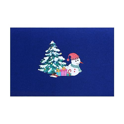 3D-Grußkarte mit Weihnachtsbaum, Schneemann, festliche warme Wünsche und Feiern, Feiertage, Neujahrsgeschenk 3D-Grußkarte mit Weihnachtsbaum, Schneemann, festliche warme Wünsche und Feiern, Feiertage, Neujahrsgeschenk von LfrXtra