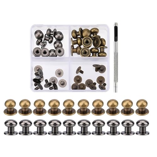 4 mm, 7 mm, 8 mm, runde Kopfknopf-Nieten für Leder, Metallschrauben, Spikes und Nieten für Kleidung, Schuhe, Gürtel, Tasche, Dekoration von LfrXtra