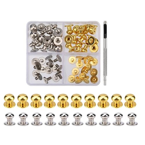 4 mm, 7 mm, 8 mm, runde Kopfknopf-Nieten für Leder, Metallschrauben, Spikes und Nieten für Kleidung, Schuhe, Gürtel, Tasche, Dekoration von LfrXtra
