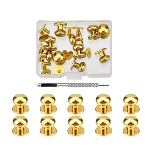 4 mm, 7 mm, 8 mm, runde Kopfknopf-Nieten für Leder, Metallschrauben, Spikes und Nieten für Kleidung, Schuhe, Gürtel, Tasche, Dekoration von LfrXtra