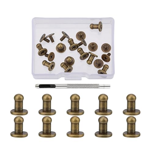 4 mm, 7 mm, 8 mm, runde Kopfknopf-Nieten für Leder, Metallschrauben, Spikes und Nieten für Kleidung, Schuhe, Gürtel, Tasche, Dekoration von LfrXtra