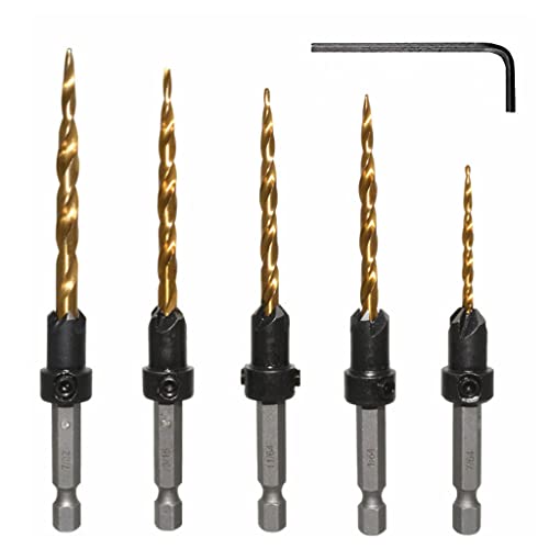 5-Stück Wiederverwendbares Holz Countersink Bohrer Set 7/64 9/64" ； 11/64 3/16" ； 7/32 "Passend Für Holz/Kunststoff. von LfrXtra