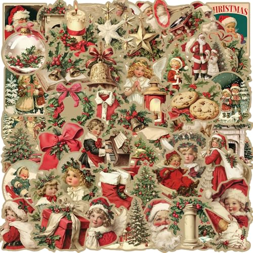 50 PCs/Set Retro Weihnachtsaufkleber Wasserflasche Aufkleber Wasserdichtes Urlaubsaufkleber Ästhetischer Aufkleber Vorräte Für Kinder von LfrXtra