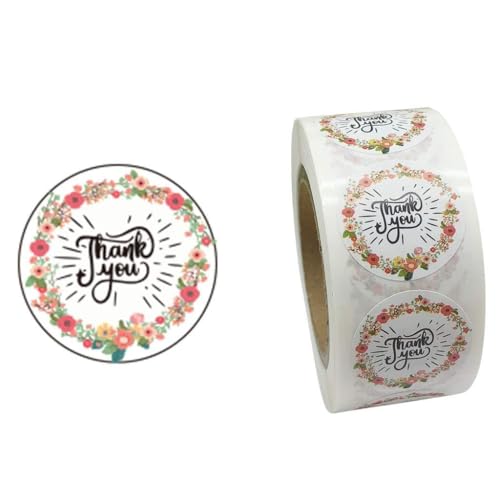 500/2500 Stück Blumen-Dankesaufkleber, 2,5 cm, für Hochzeit, handgefertigter Umschlag von LfrXtra