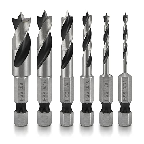 6 PCS Drill Bit Set 3/32 1/8 3/16 1/4 5/16 3/8 Für Holzplastik Aluminium Für Benchbohrer Ladebohrer Verwendet von LfrXtra