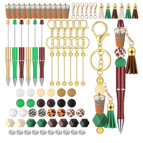 86-teiliges Perlen-Kugelschreiber-Set mit Bastelperlen, Haken und bunten Quasten von LfrXtra