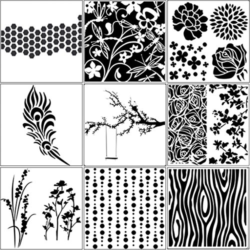 9-teiliges Set Baummalerei-Schablonen für Scrapbooking, Alben, Basteln, wiederverwendbar von LfrXtra