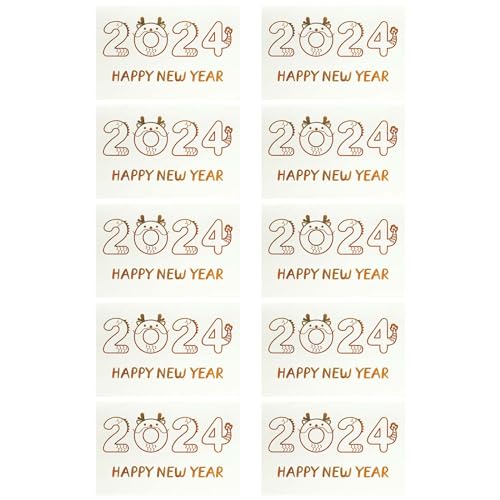LfrXtra 10pcs 2024 Neujahrskarten Bronzing Cartoon Dragon Grußkarte Segen Geschenk Für Chinesisches Frühlingsfest Postkarten Kinder von LfrXtra