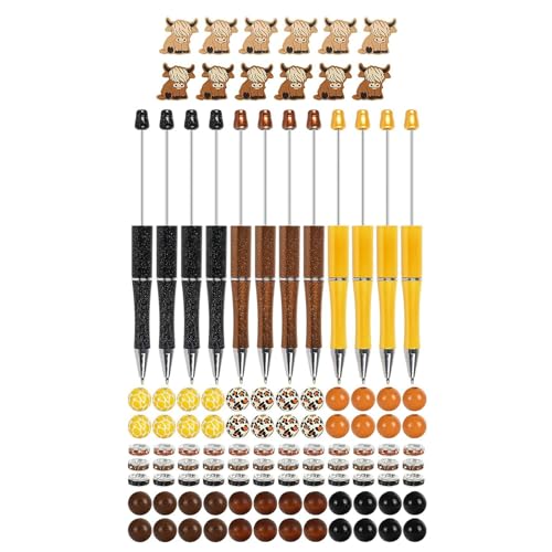 LfrXtra 12 x Perlen-Kugelschreiber, Bastelset, Perlenstift-Kits, Yak-Schreibwaren-Stift, Schreibwaren für die Schule von LfrXtra