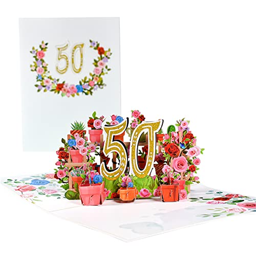 LfrXtra 3D Blumen Jubiläumskarte Begrüßungskarte Mit Kleinem Kartenumschlag Für Hochzeitspaar Geburtstag Jubiläumsgedächtnis von LfrXtra