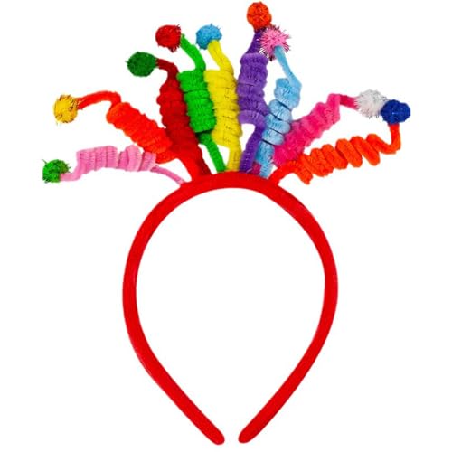 LfrXtra Bunte Pompons für Geburtstag, Abschlussball, Tänzerin, Kopfschmuck für besondere Anlässe, dekorative, gedrehte Stange, Kopfbedeckung, Foto-Requisiten von LfrXtra