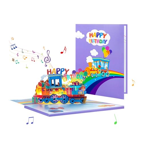 LfrXtra Geburtstagsthema Regenbogenzugkarte Für Frauen Und Kinder Musikalische Grußkarte Mit Umschlag Handgefertigter Segenkarte von LfrXtra