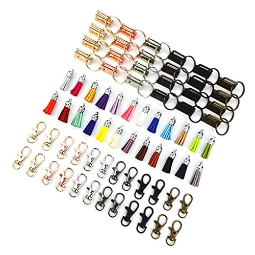 Schlüssel-Hardware-Set mit mehrfarbigen Lederquasten, schöne Kombination für Schlüsselbänder, Armbänder, 72-teilig von LfrXtra
