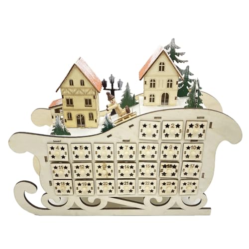 Weihnachtsmann Schlitten Weihnachten Holz Adventskalender LED Licht Countdown Schubladenbox Weihnachtsmann Schlitten Weihnachten Holz Adventskalender LED Licht Countdown Schubladenbox von LfrXtra