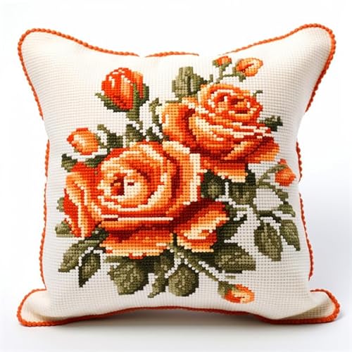 Lfynior Kreuzstich Kissen Set Vorgedruckt Rose Stickkissen mit Muster 45X45cm Stickpackung Stickset Kreuzstich Kissen zum Basteln Stickkissen Stickpackung mit Vorgedruckt Kreuzstichmotiv Lfynior Kreuzstich Kissen Set Vorgedruckt Rose Stickkissen mit Muster 45X45cm Stickpackung Stickset Kreuzstich Kissen zum Basteln Stickkissen Stickpackung mit Vorgedruckt Kreuzstichmotiv von Lfynior