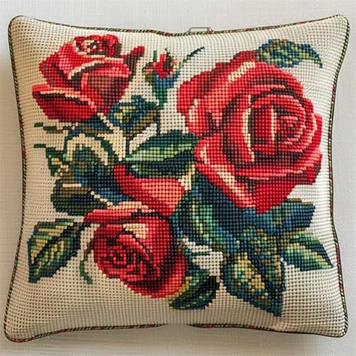 Lfynior Kreuzstichkissen Set Rose Stickkissen mit Muster 45X45cm Stickpackung Stickset Kreuzstich Kissen zum Basteln Stickkissen Stickpackung mit Vorgedruckt Kreuzstichmotiv Lfynior Kreuzstichkissen Set Rose Stickkissen mit Muster 45X45cm Stickpackung Stickset Kreuzstich Kissen zum Basteln Stickkissen Stickpackung mit Vorgedruckt Kreuzstichmotiv von Lfynior