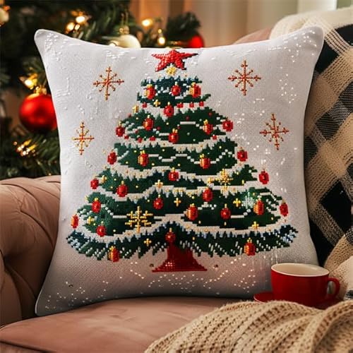 Lfynior Kreuzstichkissen Set Weihnachtsbaum Stickkissen zum Selbersticken 45X45cm Stickpackung Stickset Kreuzstich Kissen zum Basteln Stickkissen Stickpackung mit Vorgedruckt Kreuzstichmotiv Lfynior Kreuzstichkissen Set Weihnachtsbaum Stickkissen zum Selbersticken 45X45cm Stickpackung Stickset Kreuzstich Kissen zum Basteln Stickkissen Stickpackung mit Vorgedruckt Kreuzstichmotiv von Lfynior