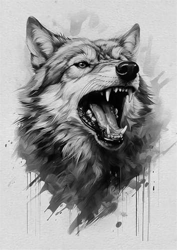 Lfynior Kreuzstickerei Set Wolf 11CT Sticken Set 40cmX50cm DIY Vorgedruckt Stickbilder Handwerk Home Decor Starter-Set für Wandkunst-Heimdekoration von Lfynior