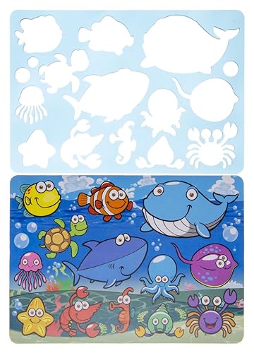 6 x Motivschablonen Schablonen Zeichnen Kreativ Meerestiere Meer Ocean Tiere Kinder Schule Basteln Malen Ausmalbild Schablone Schultütenfüllung von Lg Import