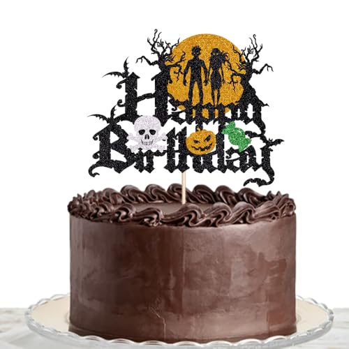 Lgaiehjc Kuchendekoration "Happy Birthday", Halloween-Schild, Kuchendekoration, Halloween-Thema, Babyparty, Geburtstagsparty, Kuchendekoration von Lgaiehjc