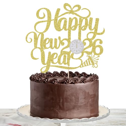 Tortenaufsatz "Happy New Year" 2026, Abschied von 2025 und Willkommen 2026, Party-Dekoration, Silvester, Weihnachten, Frohe Feiertage, Party-Dekoration von Lgaiehjc