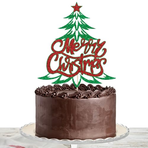 Tortenaufsatz mit Aufschrift "Merry Christmas", geeignet für Weihnachtspartys, Happy New Year-Party, Kuchendekorationen (5) von Lgaiehjc