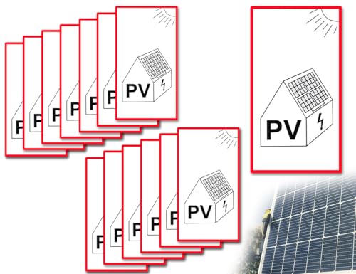 Lhbwhiz 13 Stück Aufkleber PV-Anlage,Hinweis "Photovoltaik-Anlage/Battery" "Photovoltaik-Anlage" Selbstklebend Photovoltaik Schild Folie,PV-Anlage hinweisschilder Folie(10x19cm) von Lhbwhiz