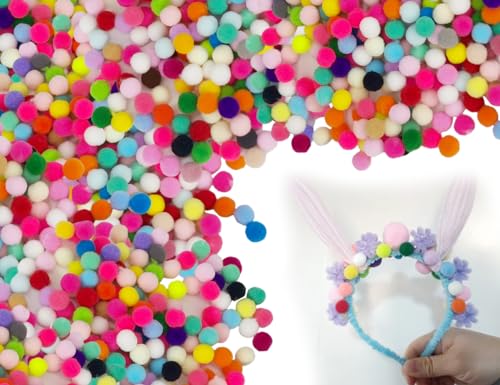 Lhbwhiz 200 Stück Pompons,Mini Bunt Filzkugeln zum Basteln,Multicolored Flauschigen Bälle,Bommel,Plüschbälle,Filz-Pompons,Lustige DIY Kreative Handwerk,für Girlanden,Partydekoration(20mm) von Lhbwhiz