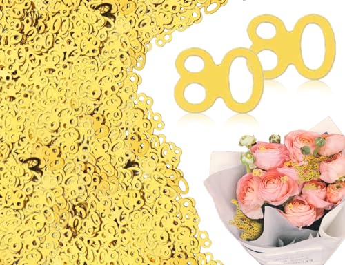 Lhbwhiz 300 Stück Konfetti,80 Geburtstag Deko, Hochzeitsdekoration zum 80 Jubiläum Deko zur Hochzeit Streudeko,Tischdeko Geburtstag Deko(Gold) von Lhbwhiz