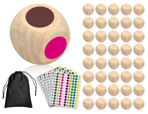 Lhbwhiz 40 Stück Holzwürfel,Unlackiertes Blanko Sechsseitig Natur Holz Würfel,Leere Holzwürfel mit Kordelzug Säckchen und Farbe Punktaufkleber,für Brettspiele,DIY Dekorationen Bastelprojekte(20 mm) Lhbwhiz 40 Stück Holzwürfel,Unlackiertes Blanko Sechsseitig Natur Holz Würfel,Leere Holzwürfel mit Kordelzug Säckchen und Farbe Punktaufkleber,für Brettspiele,DIY Dekorationen Bastelprojekte(20 mm) von Lhbwhiz