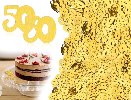 Lhbwhiz Konfetti,50 Geburtstag Deko, Goldene Hochzeit Deko,zum 50 Jubiläum Deko zur Hochzeit Streudeko, Tischdeko Geburtstag Deko(Gold) von Lhbwhiz