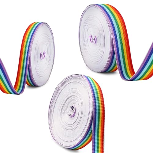 3 Rollen Regenbogen Band Grosgrain, Regenbogen Band, Mehrfarbiges Ripsband, zum Verpacken von Geschenken, DIY Handwerk Nähen, 20m/Rollen 3 Rollen Regenbogen Band Grosgrain, Regenbogen Band, Mehrfarbiges Ripsband, zum Verpacken von Geschenken, DIY Handwerk Nähen, 20m/Rollen von Lhdfyqt