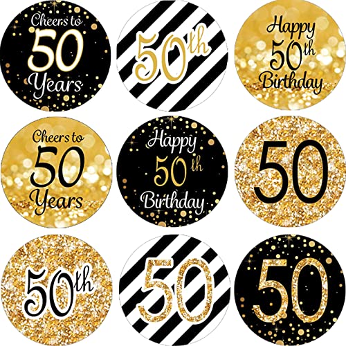 216Pcs 50.Geburtstag Aufkleber Geburtstag Sticker Jahrestag Etiketten Runder Aufkleber für Geschenk-Verpackung Gastgeschenk Hochzeit Mitgebsel Feier Party Dekoration von LhyBtm