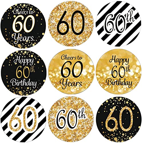 216Pcs 60.Geburtstag Aufkleber Geburtstag Sticker Jahrestag Etiketten Runder Aufkleber für Geschenk-Verpackung Gastgeschenk Hochzeit Mitgebsel Feier Party Dekoration von LhyBtm