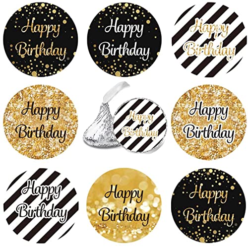 216Pcs Geburtstag Jubiläum goldene Hochzeit Sticker Jahrestag Etiketten Runder Aufkleber für Geschenk-Verpackung Gastgeschenk Hochzeit Mitgebsel Feier Party Dekoration (Happy) von LhyBtm