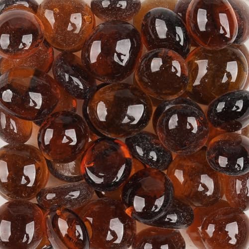 LiFschal Flache Glasmurmeln, Kaffeeglas-Edelsteine, Marmorperlen mit flachem Boden, Vasenfüller, Perlen, dekorative Glaskiesel für Aquarien, Heimdekoration, ca. 200 g, 32–37 Stück LiFschal Flache Glasmurmeln, Kaffeeglas-Edelsteine, Marmorperlen mit flachem Boden, Vasenfüller, Perlen, dekorative Glaskiesel für Aquarien, Heimdekoration, ca. 200 g, 32–37 Stück von LiFschal